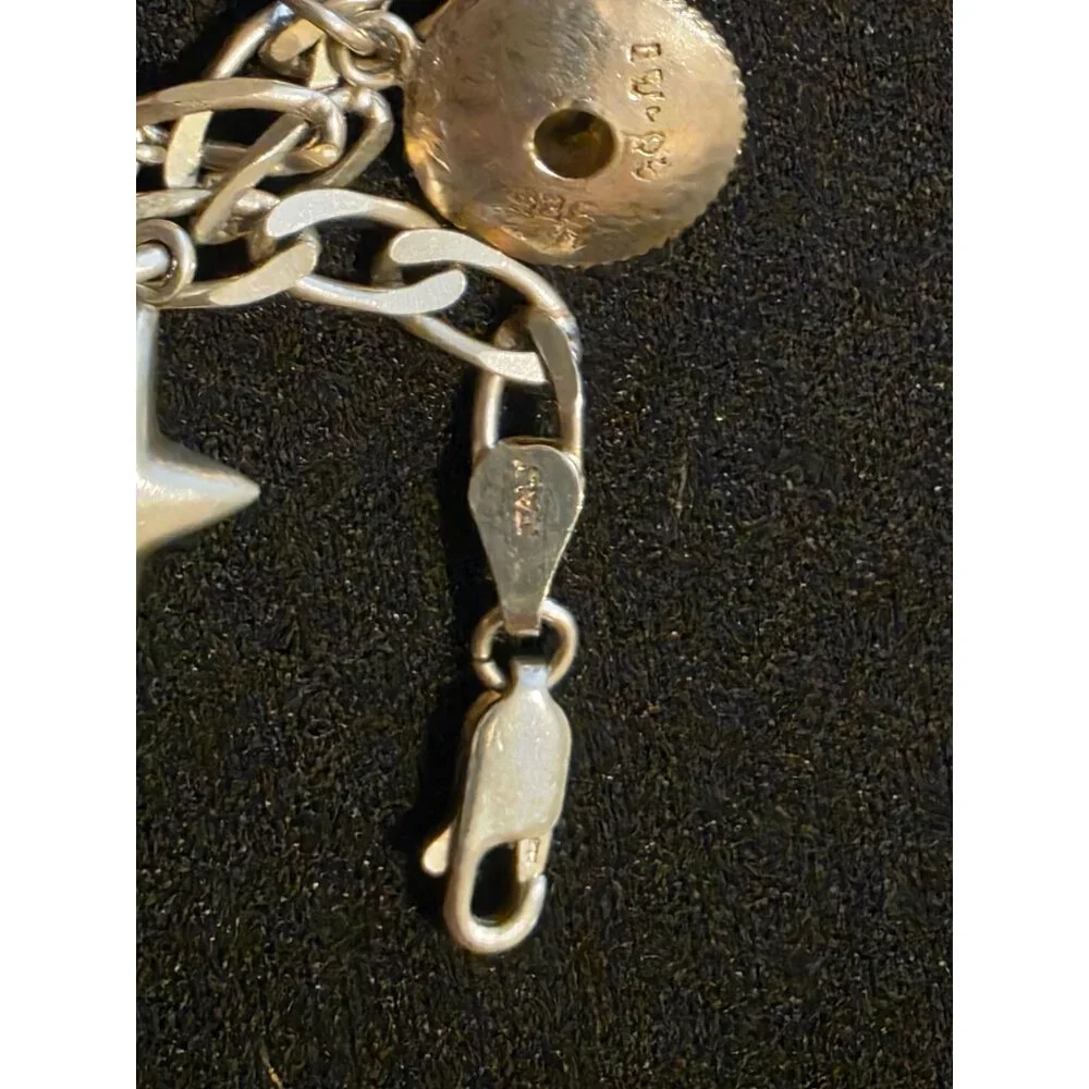 Sterling Silver Mexico Charm Bracelet With Ocean & Travel-Themed Charms‎